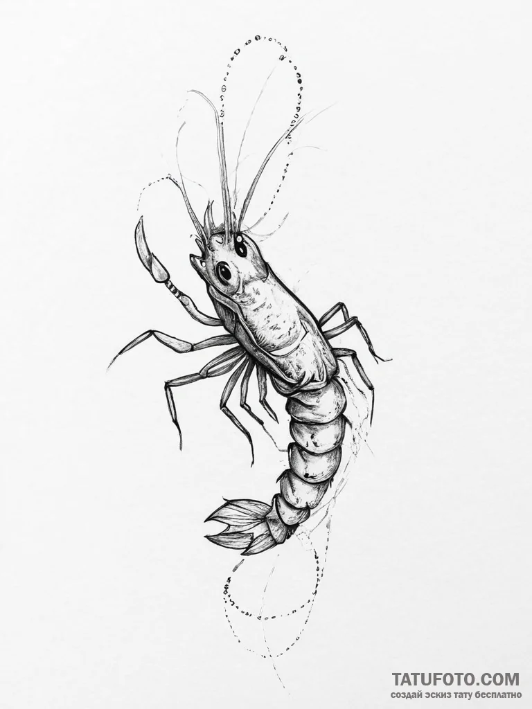 Tattoo sketch shrimp - эскиз тату (№1755898835_0, 22.08.2025 21:40) — Tatufoto.com