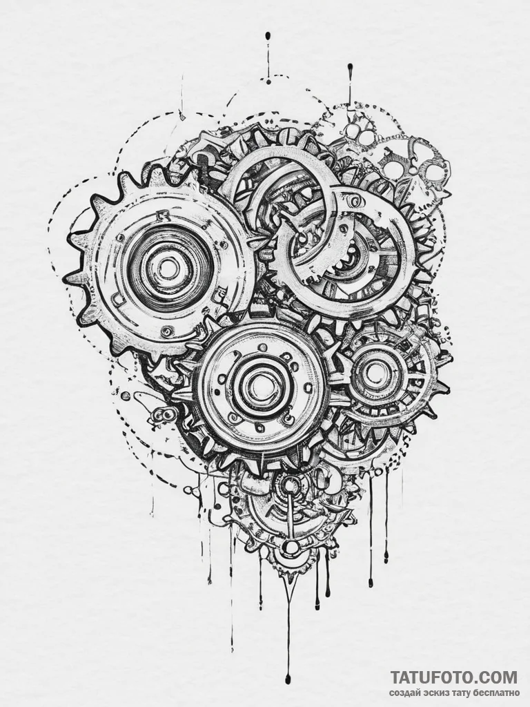 Tattoo sketch industrial gears, tattoo drawin... - эскиз тату (№1755900222_0, 22.08.2025 22:03) — Tatufoto.com