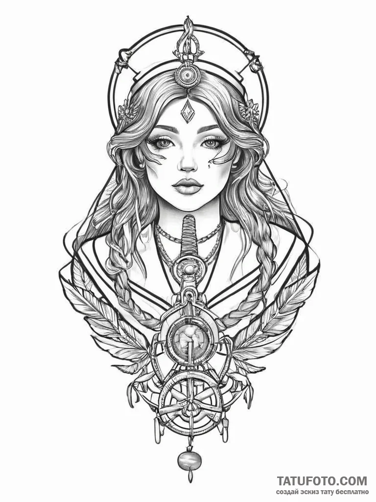 Tattoo sketch goddess tattoo, tattoo line art... - эскиз тату (№1755900613_0, 22.08.2025 22:10) — Tatufoto.com