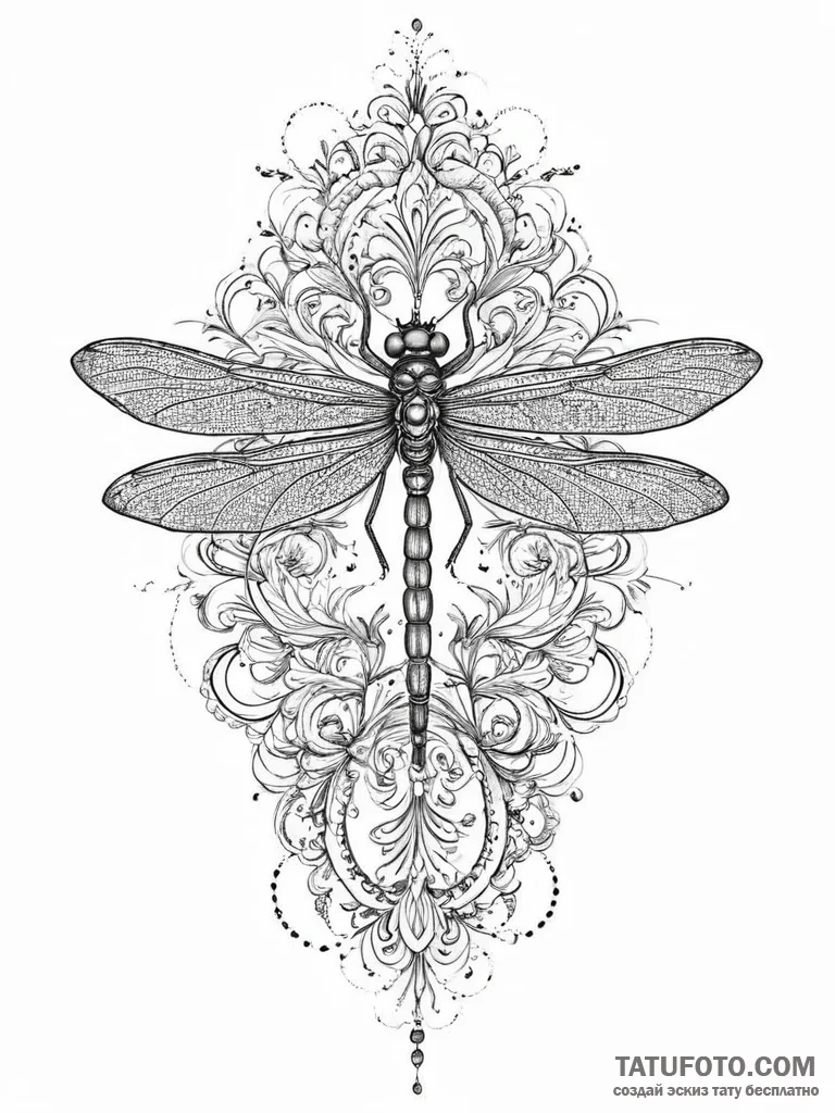 Tattoo sketch delicate dragonfly, artistic ta... - эскиз тату (№1755901199_0, 22.08.2025 22:19) — Tatufoto.com