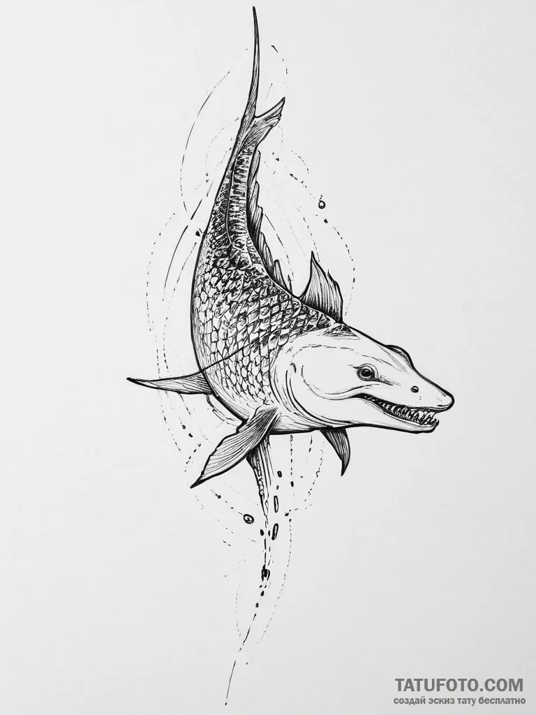 Tattoo sketch white sturgeon - эскиз тату (№1755902587_0, 22.08.2025 22:43) — Tatufoto.com
