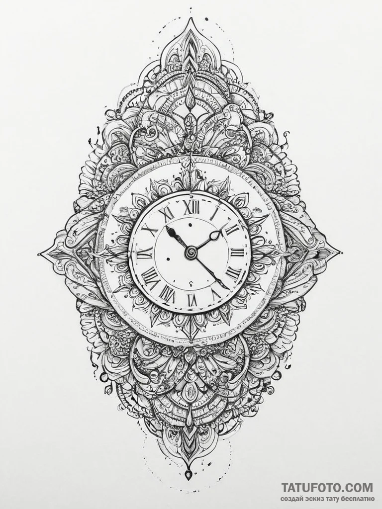 Symbols of time and fate, tattoo flash sheet... - эскиз тату (№1755903968_0, 22.08.2025 23:06) — Tatufoto.com