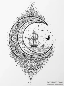 Tattoo sketch blackwork черная луна, concept... - эскиз тату (№1755904364_0, 22.08.2025 23:12) — Tatufoto.com