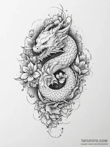 Tattoo sketch cosmic flower, tattoo line art,... - эскиз тату (№1755904561_0, 22.08.2025 23:16) — Tatufoto.com