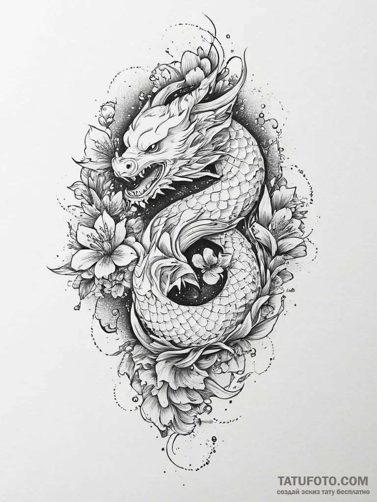 Tattoo sketch cosmic flower, tattoo line art,... - эскиз тату (№1755904561_0, 22.08.2025 23:16) — Tatufoto.com