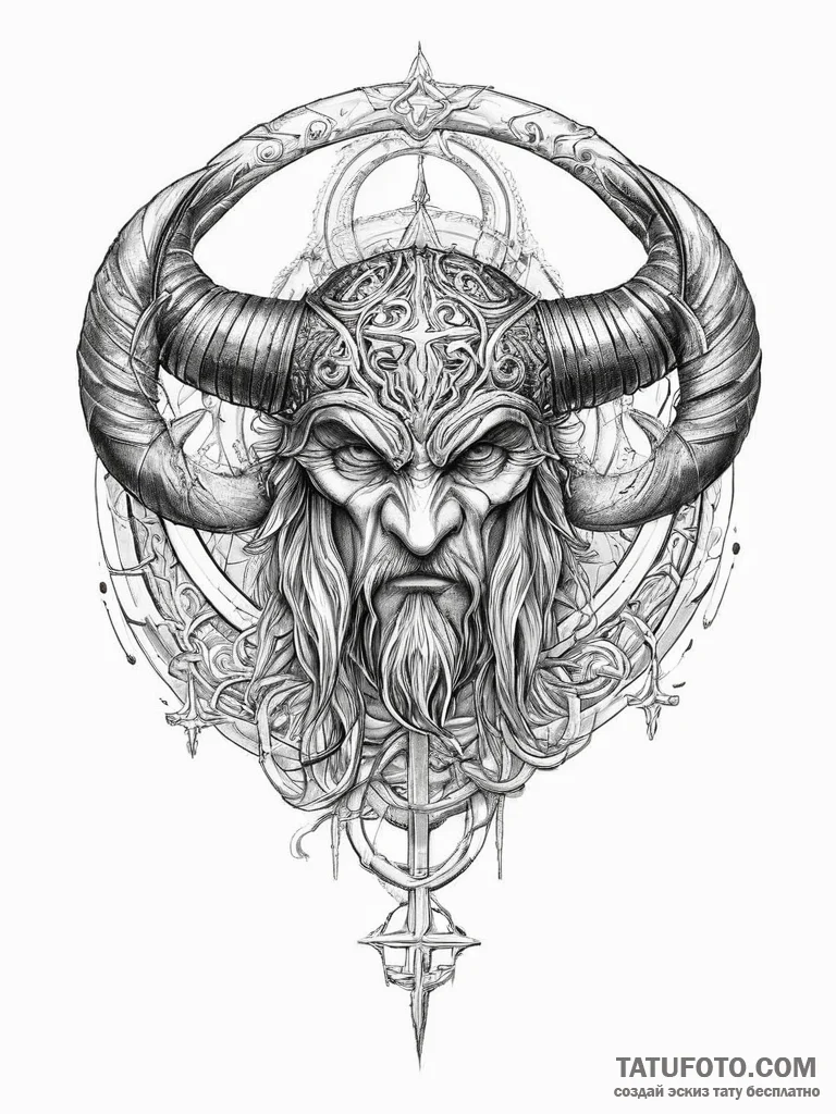 Tattoo sketch triple horn of odin, tattoo ske... - эскиз тату (№1755904758_0, 22.08.2025 23:19) — Tatufoto.com