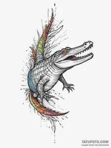 Tattoo sketch alligator, tattoo line art, on... - эскиз тату (№1755905350_0, 22.08.2025 23:29) — Tatufoto.com