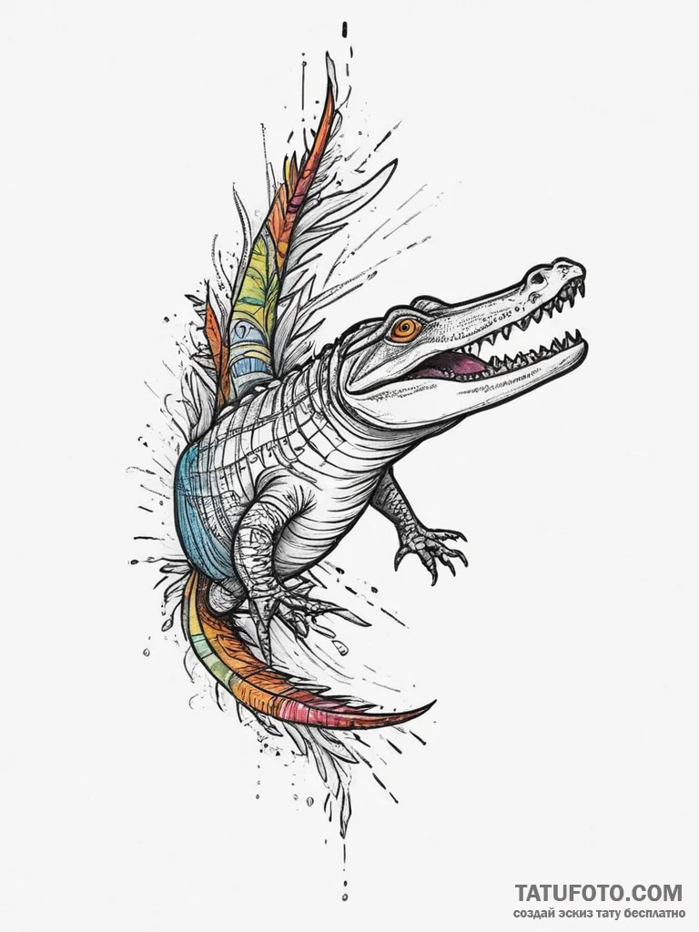 Tattoo sketch alligator, tattoo line art, on... - эскиз тату (№1755905350_0, 22.08.2025 23:29) — Tatufoto.com