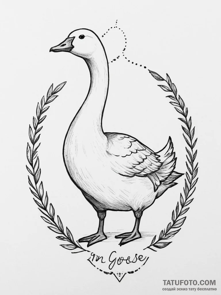 Tattoo sketch puns a goose that says "i'm a g... - эскиз тату (№1755906343_0, 22.08.2025 23:45) — Tatufoto.com