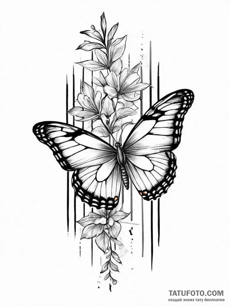 Tattoo sketch prison bars with a butterfly, t... - эскиз тату (№1755906540_0, 22.08.2025 23:49) — Tatufoto.com