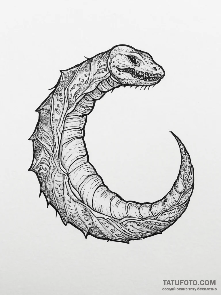 Tattoo sketch dune sandworm, artistic tattoo... - эскиз тату (№1755906737_0, 22.08.2025 23:52) — Tatufoto.com