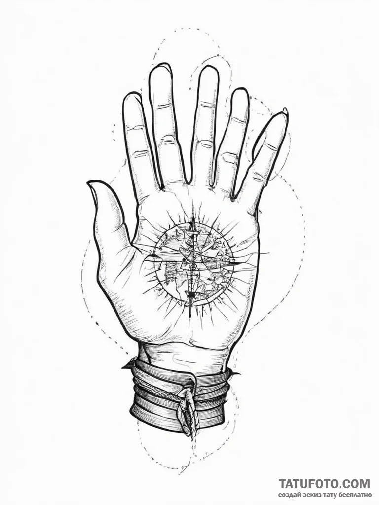 Tattoo sketch hands with a map, tattoo drawin... - эскиз тату (№1755906934_0, 22.08.2025 23:55) — Tatufoto.com