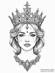 Tattoo sketch tiara with a crown, tattoo flas... - эскиз тату (№1755907340_0, 23.08.2025 00:02) — Tatufoto.com