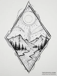 Tattoo sketch узор в виде северного сияния, t... - эскиз тату (№1755909135_0, 23.08.2025 00:32) — Tatufoto.com