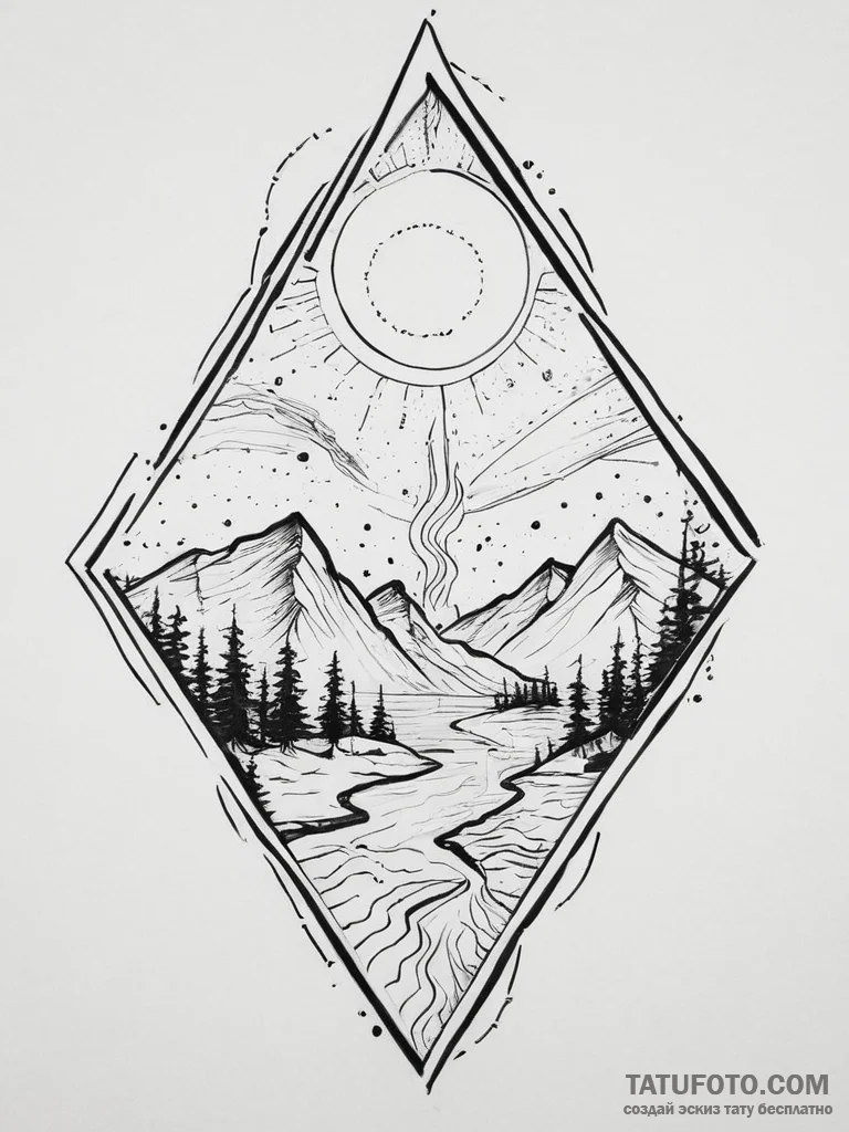 Tattoo sketch узор в виде северного сияния, t... - эскиз тату (№1755909135_0, 23.08.2025 00:32) — Tatufoto.com