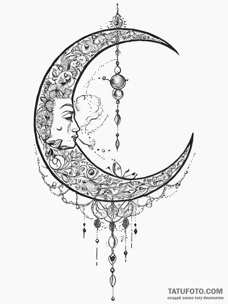 Tattoo sketch historical landmark with a moon... - эскиз тату (№1755909723_0, 23.08.2025 00:42) — Tatufoto.com
