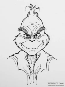 Tattoo sketch the grinch with a paw, artistic... - эскиз тату (№1755909919_0, 23.08.2025 00:45) — Tatufoto.com
