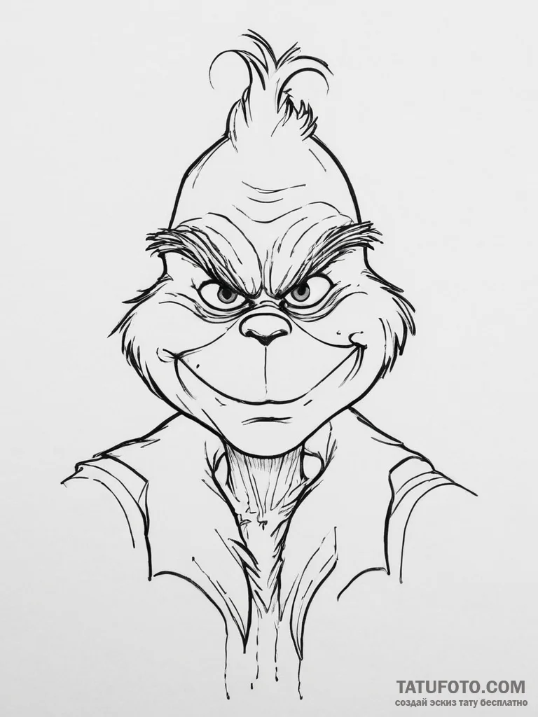 Tattoo sketch the grinch with a paw, artistic... - эскиз тату (№1755909919_0, 23.08.2025 00:45) — Tatufoto.com
