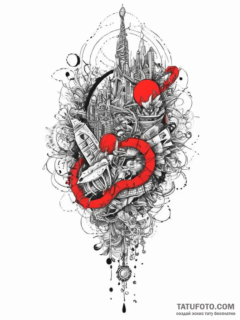 Tattoo sketch mystical scene, tattoo drawing... - эскиз тату (№1755910115_0, 23.08.2025 00:48) — Tatufoto.com