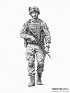Tattoo sketch soldier with a pencil - эскиз тату (№1755910924_0, 23.08.2025 01:02) — Tatufoto.com