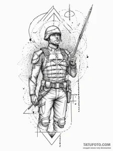 Tattoo sketch soldier with a magic wand, tatt... - эскиз тату (№1755912117_0, 23.08.2025 01:21) — Tatufoto.com