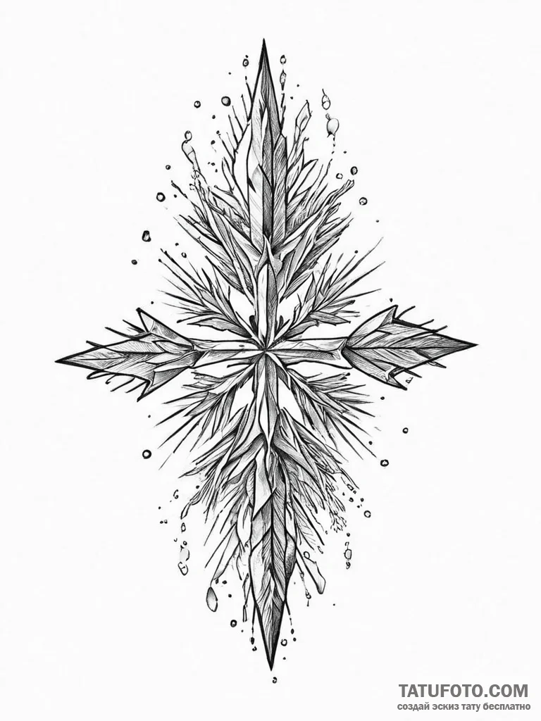 Tattoo sketch hagalaz rune with a snowflake a... - эскиз тату (№1755912312_0, 23.08.2025 01:25) — Tatufoto.com