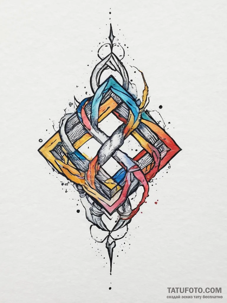 Tattoo sketch ingwaz rune with a knot and a s... - эскиз тату (№1755912508_0, 23.08.2025 01:28) — Tatufoto.com