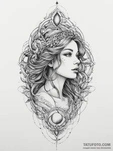Tattoo sketch cosmic myth, ink illustration f... - эскиз тату (№1755913914_0, 23.08.2025 01:51) — Tatufoto.com