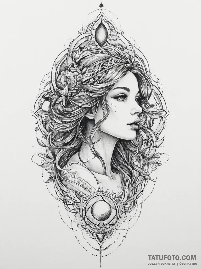 Tattoo sketch cosmic myth, ink illustration f... - эскиз тату (№1755913914_0, 23.08.2025 01:51) — Tatufoto.com
