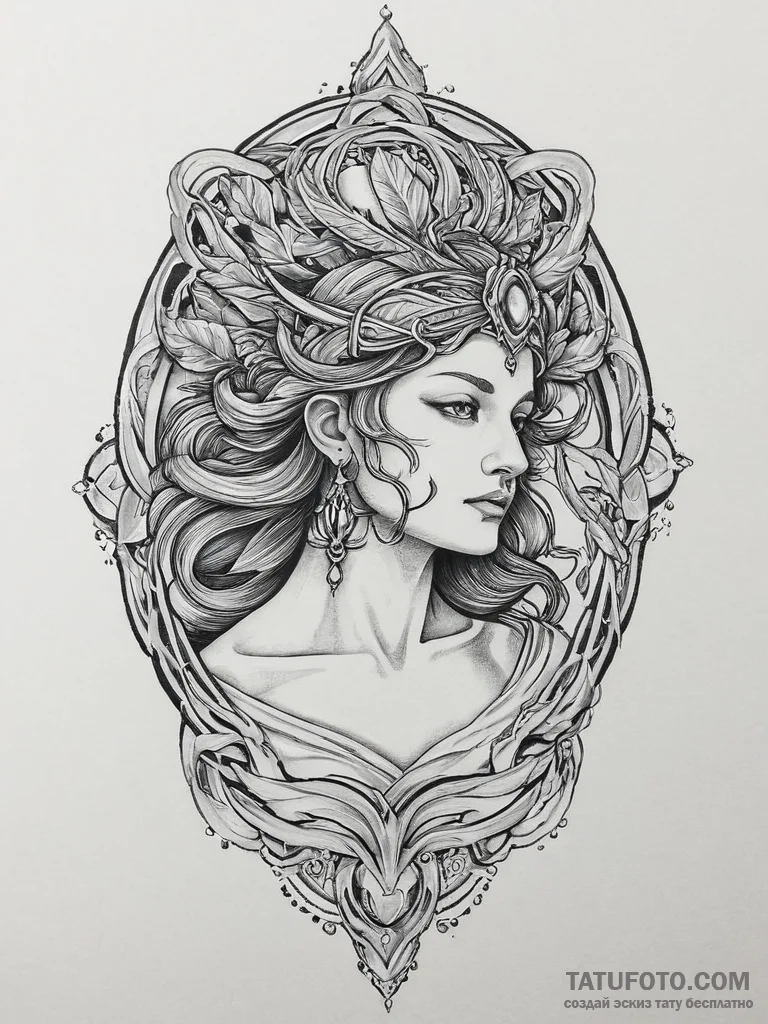 Tattoo sketch greek goddess hera, tattoo line... - эскиз тату (№1755914922_0, 23.08.2025 02:08) — Tatufoto.com