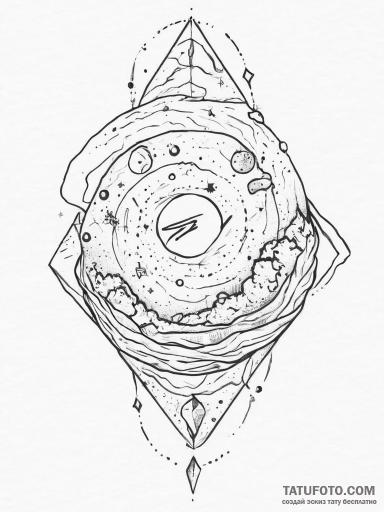 Tattoo sketch cosmic world, concept art for t... - эскиз тату (№1755916310_0, 23.08.2025 02:31) — Tatufoto.com