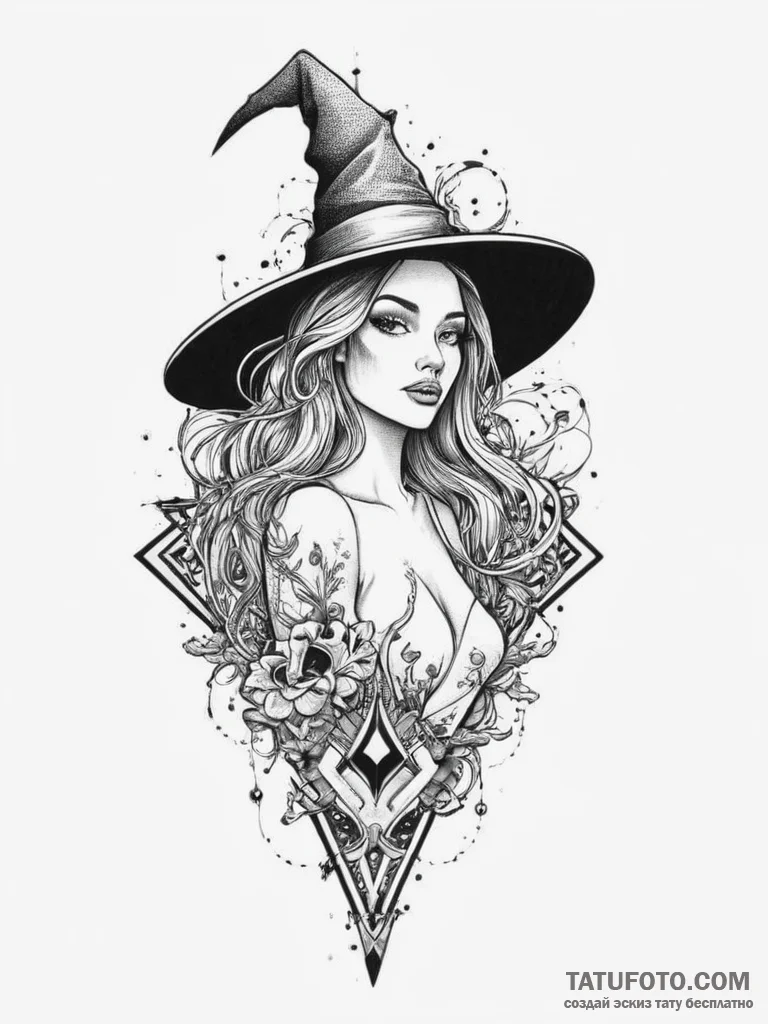 Tattoo sketch witch tattoo, tattoo sketch des... - эскиз тату (№1755917099_0, 23.08.2025 02:44) — Tatufoto.com