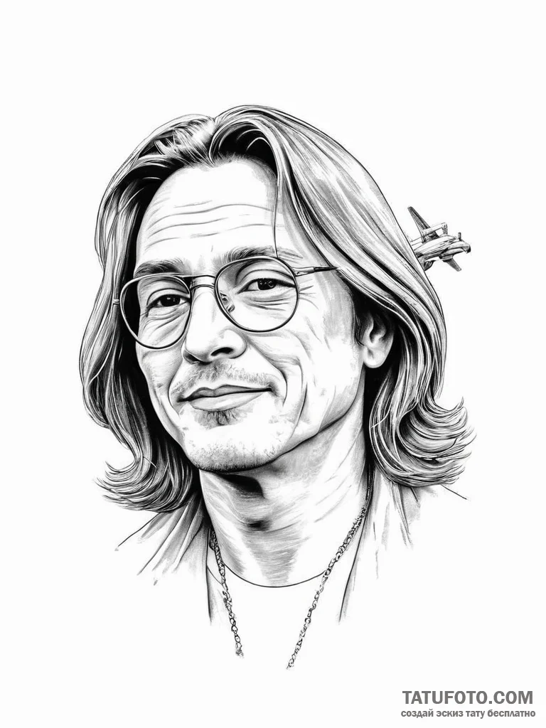 Tattoo sketch george jung with a plane - эскиз тату (№1755917487_0, 23.08.2025 02:51) — Tatufoto.com