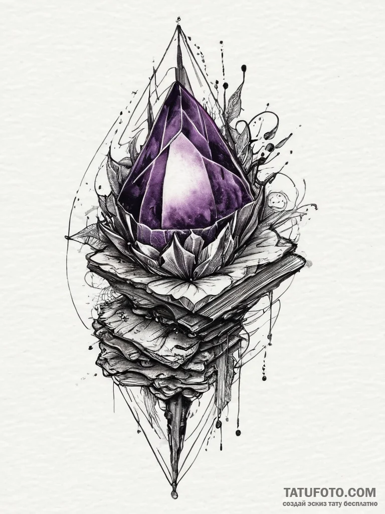 Tattoo sketch amethyst, ink illustration for... - эскиз тату (№1755918458_0, 23.08.2025 03:07) — Tatufoto.com