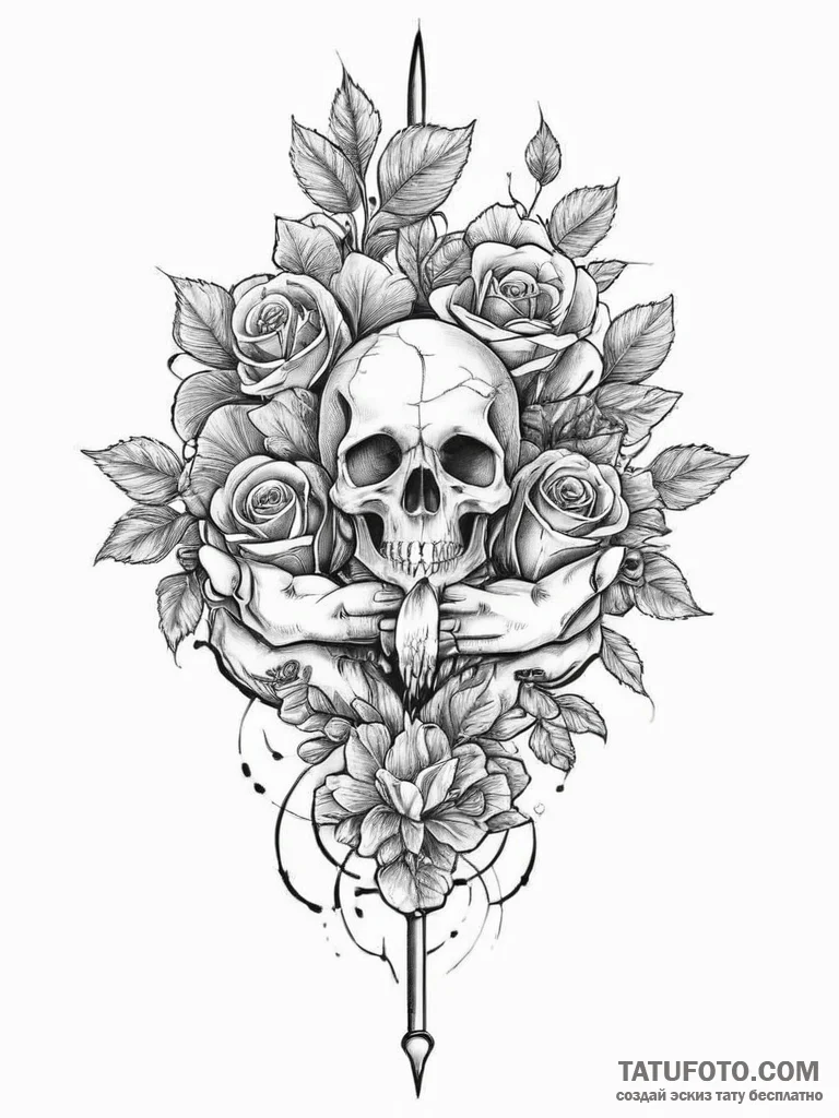 Tattoo sketch hands with a needle, tattoo lin... - эскиз тату (№1755920228_0, 23.08.2025 03:37) — Tatufoto.com