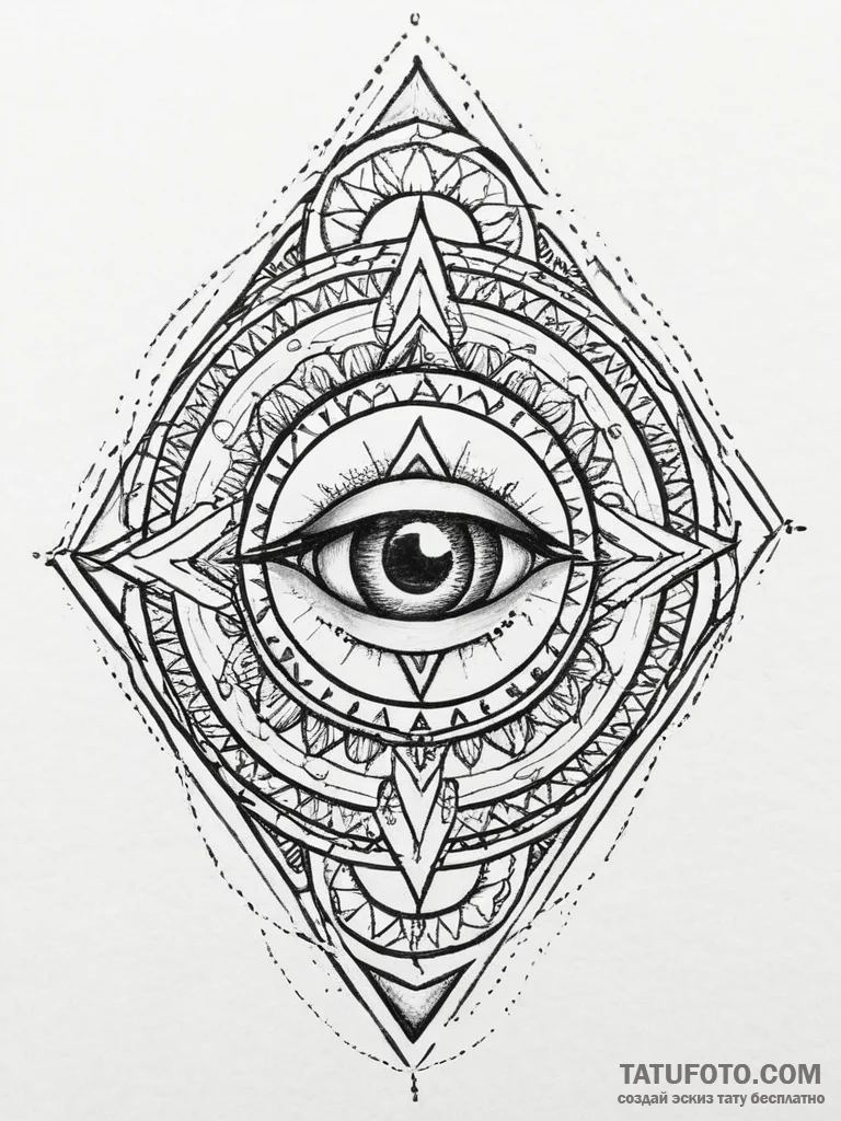 Tattoo sketch pentagram with an eye, tattoo f... - эскиз тату (№1755922626_0, 23.08.2025 04:17) — Tatufoto.com
