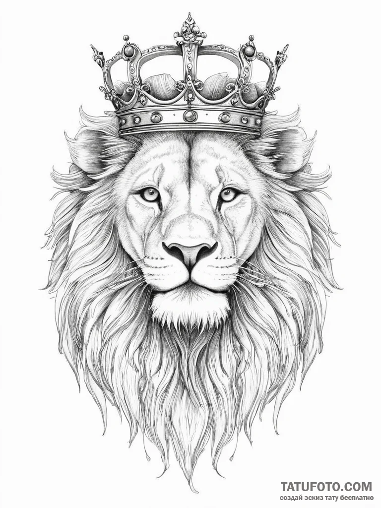 Tattoo sketch lion with a crown - эскиз тату (№1755923624_0, 23.08.2025 04:33) — Tatufoto.com