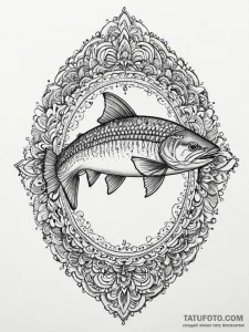 Tattoo sketch sockeye salmon, tattoo line art... - эскиз тату (№1755925444_0, 23.08.2025 05:04) — Tatufoto.com