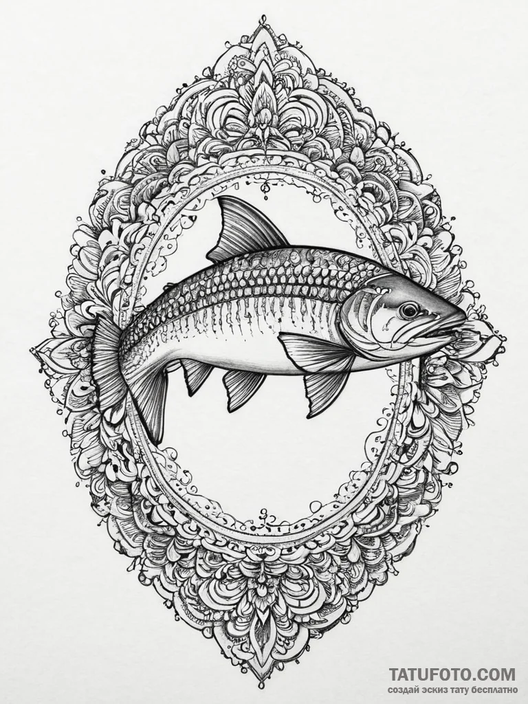 Tattoo sketch sockeye salmon, tattoo line art... - эскиз тату (№1755925444_0, 23.08.2025 05:04) — Tatufoto.com