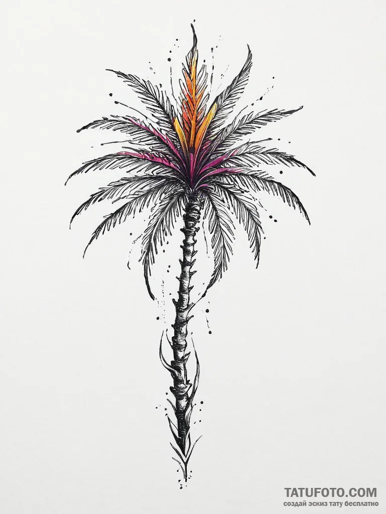 Tattoo sketch date palm blossom, tattoo sketc... - эскиз тату (№1755927052_0, 23.08.2025 05:30) — Tatufoto.com