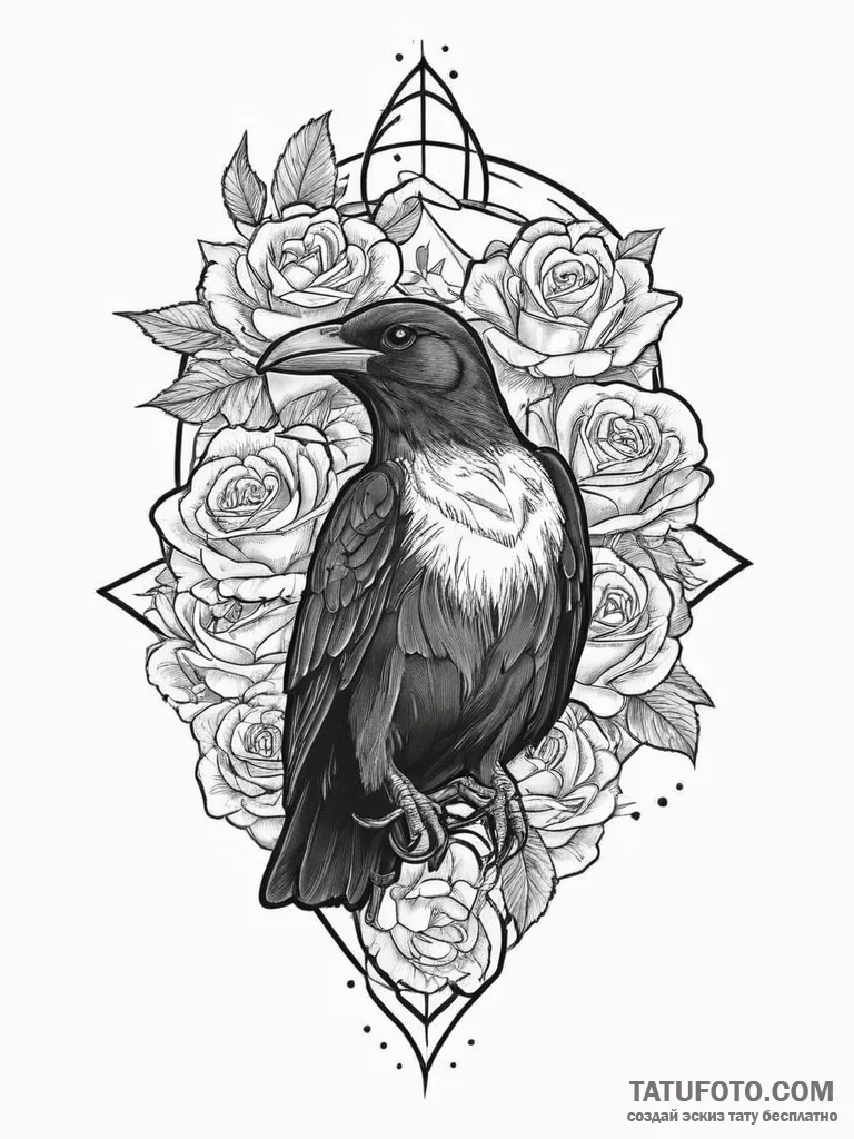 Tattoo sketch yellow-billed chough, tattoo sk... - эскиз тату (№1755927649_0, 23.08.2025 05:40) — Tatufoto.com