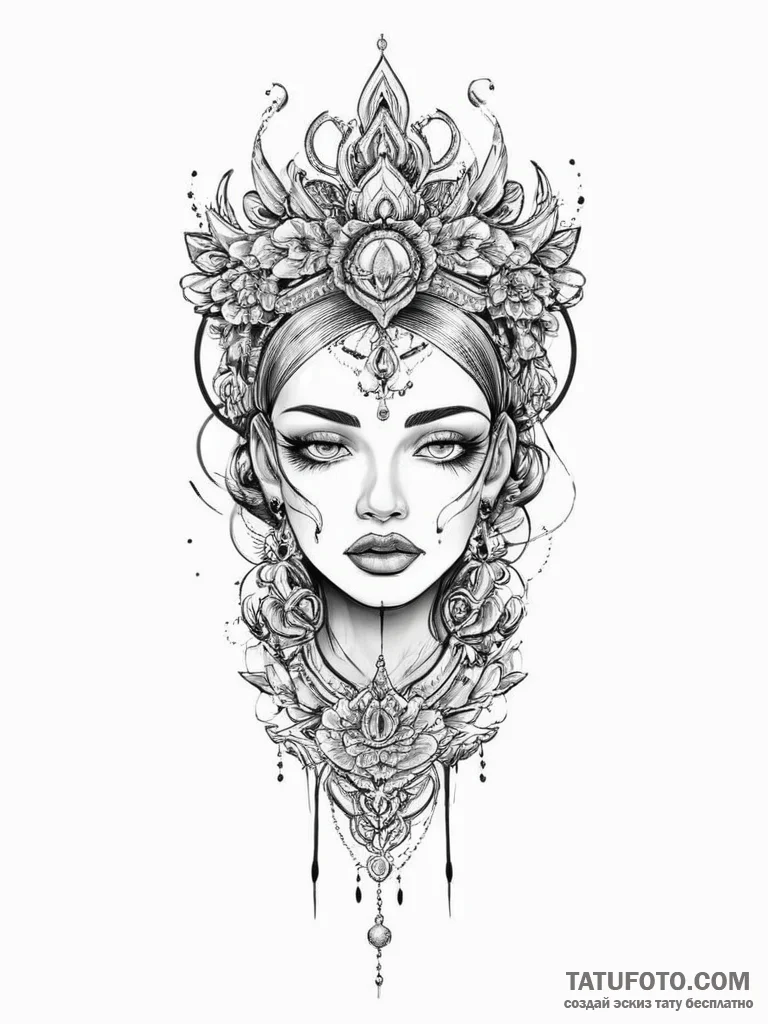 Tattoo sketch divine self, tattoo sketch desi... - эскиз тату (№1755967611_0, 23.08.2025 16:46) — Tatufoto.com