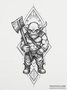 Tattoo sketch orc with an axe, ink illustrati… — эскиз тату (№1755969806_0, 23.08.2025 17:23) — Tatufoto.com