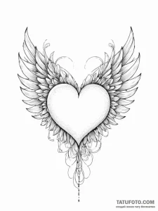 Tattoo sketch узор в виде сердца с крыльями — эскиз тату (№1755971388_0, 23.08.2025 17:49) — Tatufoto.com