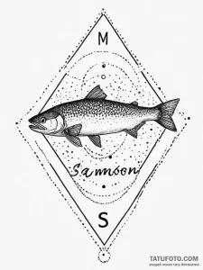 Tattoo sketch puns a salmon that says «i’m a… — эскиз тату (№1755971973_0, 23.08.2025 17:59) — Tatufoto.com