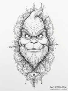 Tattoo sketch the grinch with a scale, concep... - эскиз тату (№1755972561_0, 23.08.2025 18:09) — Tatufoto.com