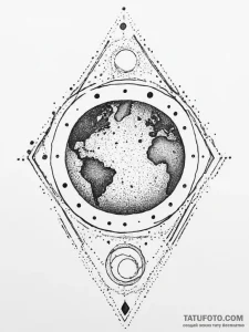 Tattoo sketch cosmic earth, tattoo flash shee... - эскиз тату (№1755972756_0, 23.08.2025 18:12) — Tatufoto.com