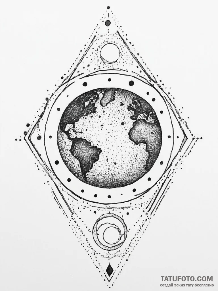 Tattoo sketch cosmic earth, tattoo flash shee... - эскиз тату (№1755972756_0, 23.08.2025 18:12) — Tatufoto.com