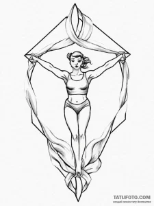Tattoo sketch gymnastics a ribbon with a pers... - эскиз тату (№1755973147_0, 23.08.2025 18:19) — Tatufoto.com