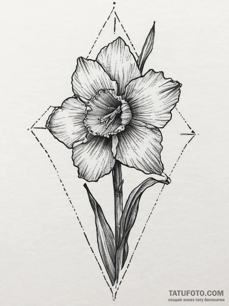 Tattoo sketch daffodil field, tattoo flash sh... - эскиз тату (№1755973342_0, 23.08.2025 18:22) — Tatufoto.com